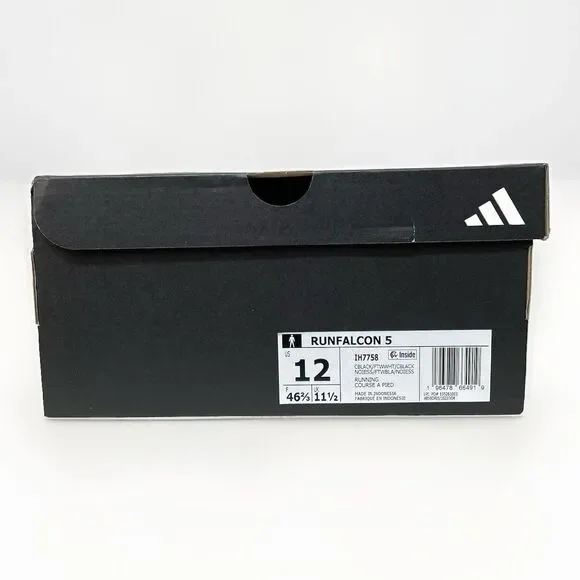Adidas RUNFALCON 5 CLOUDFOAM Running Sneakers Shoes Black White Mens Size 12 New